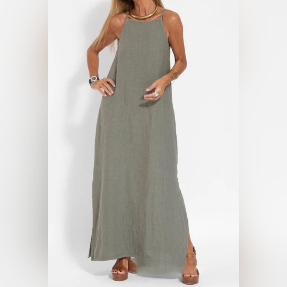 Elegant Olive Green Maxi Dress